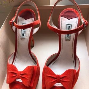 MIU MIU ankle strap sandals orange suade
